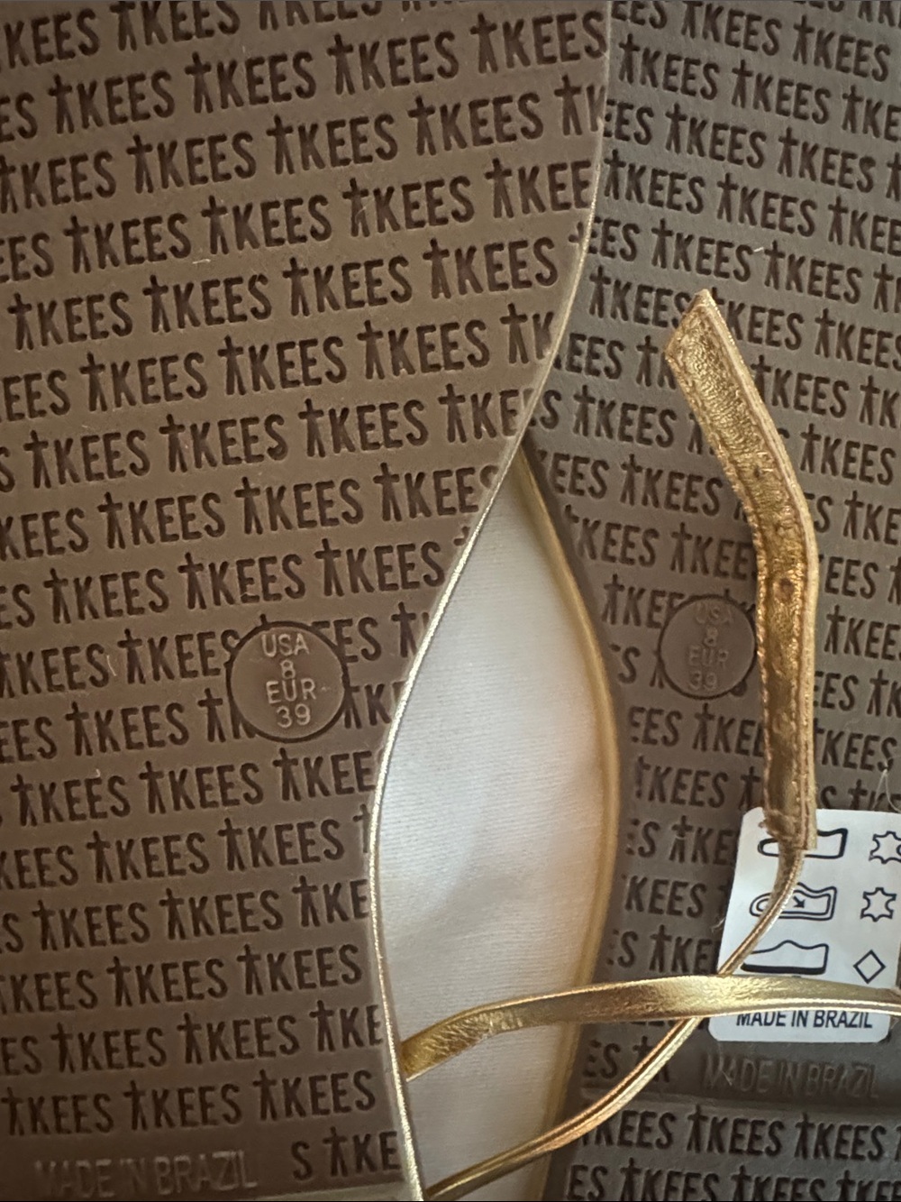 TKEES Metallic Gold Slim-Strap Square-Toe Sandals - Picture 2 of 3